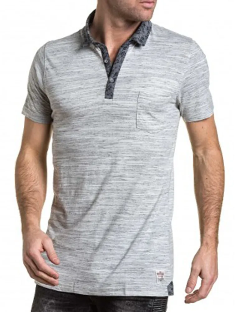 Klee Floral Collar Melange Polo Shirt in Light Grey Marl sold by Tokyo Laundry product image thumbnail 3