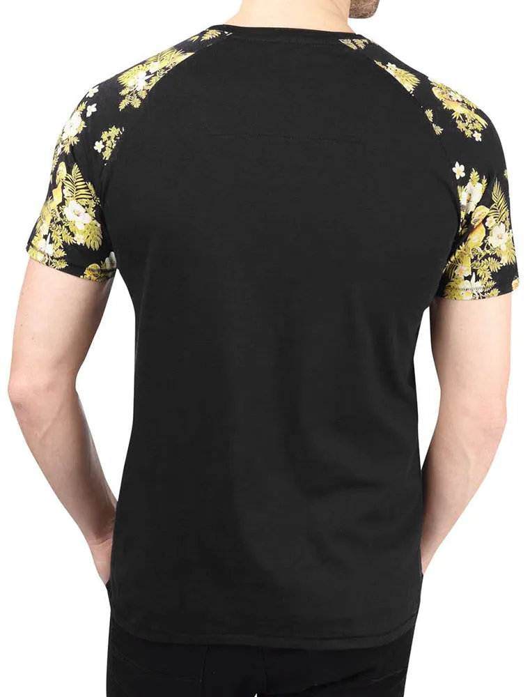 Big Valley Tropical Leaf Raglan Sleeve Cotton T-Shirt in Black sold by Tokyo Laundry product image thumbnail 3