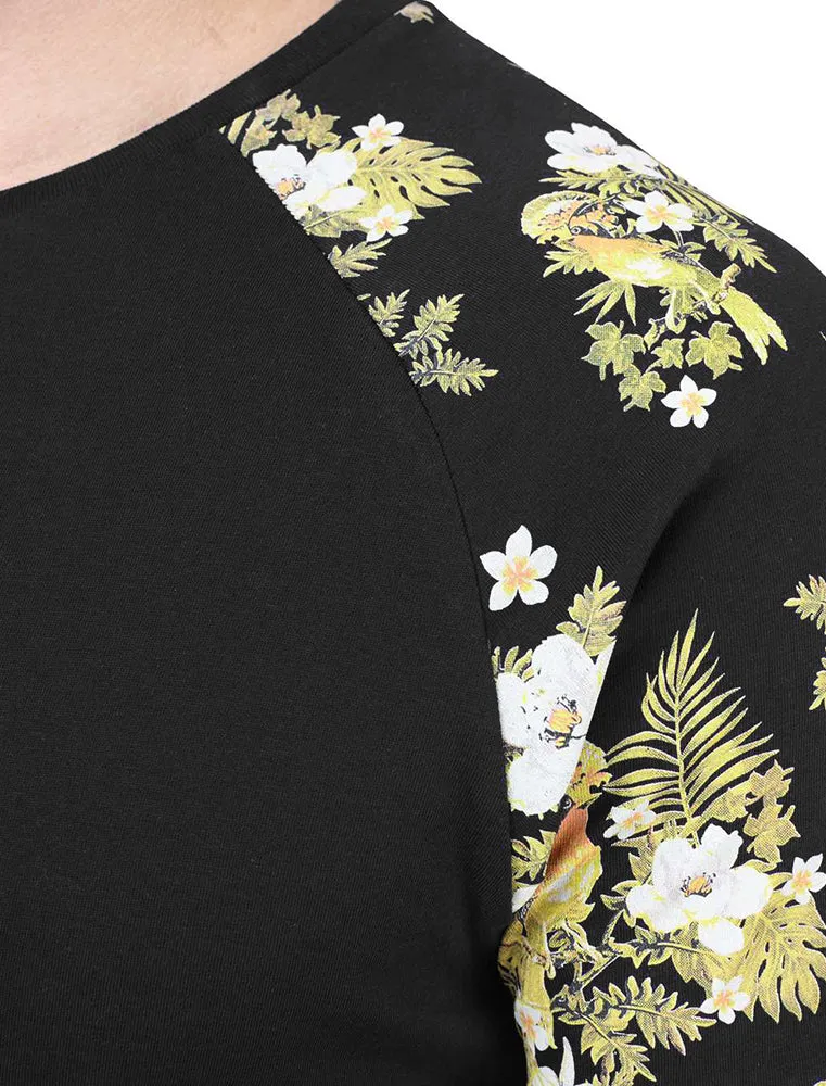 Big Valley Tropical Leaf Raglan Sleeve Cotton T-Shirt in Black sold by Tokyo Laundry product image thumbnail 4