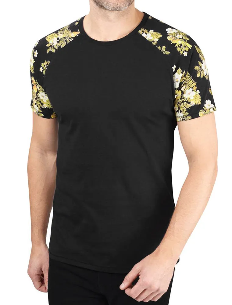 Big Valley Tropical Leaf Raglan Sleeve Cotton T-Shirt in Black sold by Tokyo Laundry product image thumbnail 2