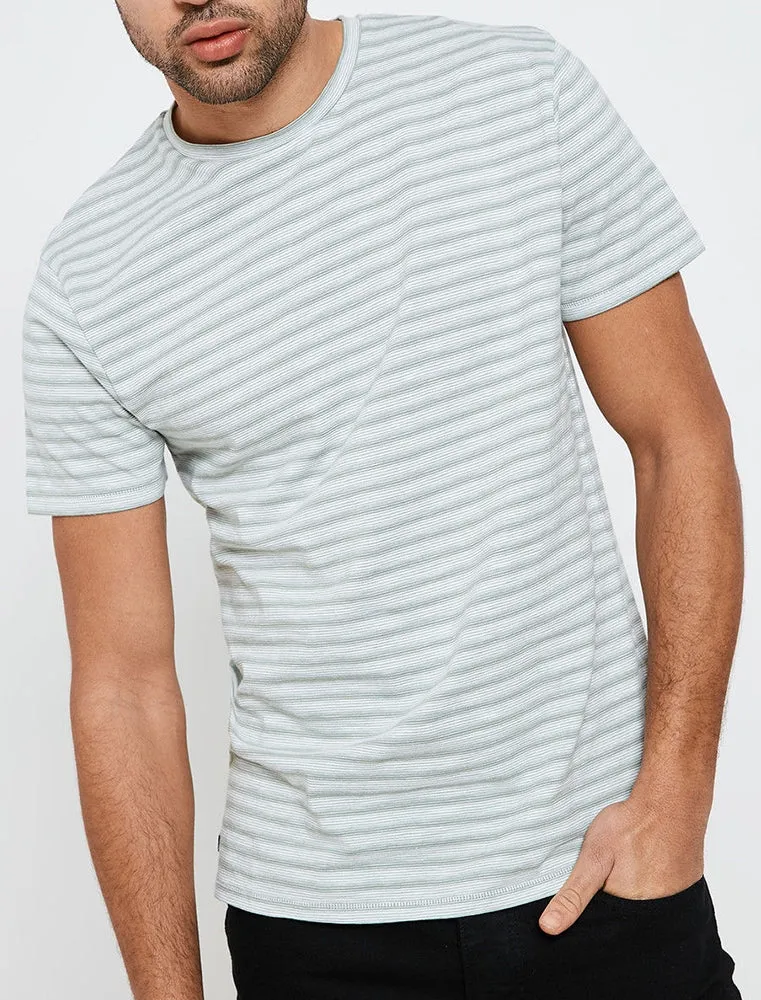 Honeylake Stripe Crew Neck T-Shirt in Sage Green sold by Tokyo Laundry