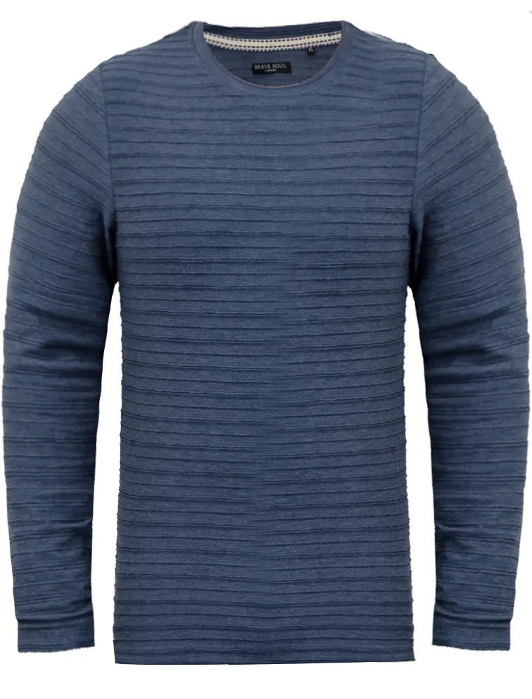 Madison Stripe Textured Long Sleeve Top in Blue sold by Tokyo Laundry
