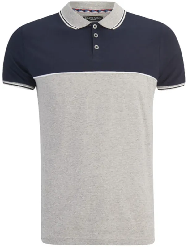 Lorenzo Colour Block Cotton Polo Shirt in Navy sold by Tokyo Laundry