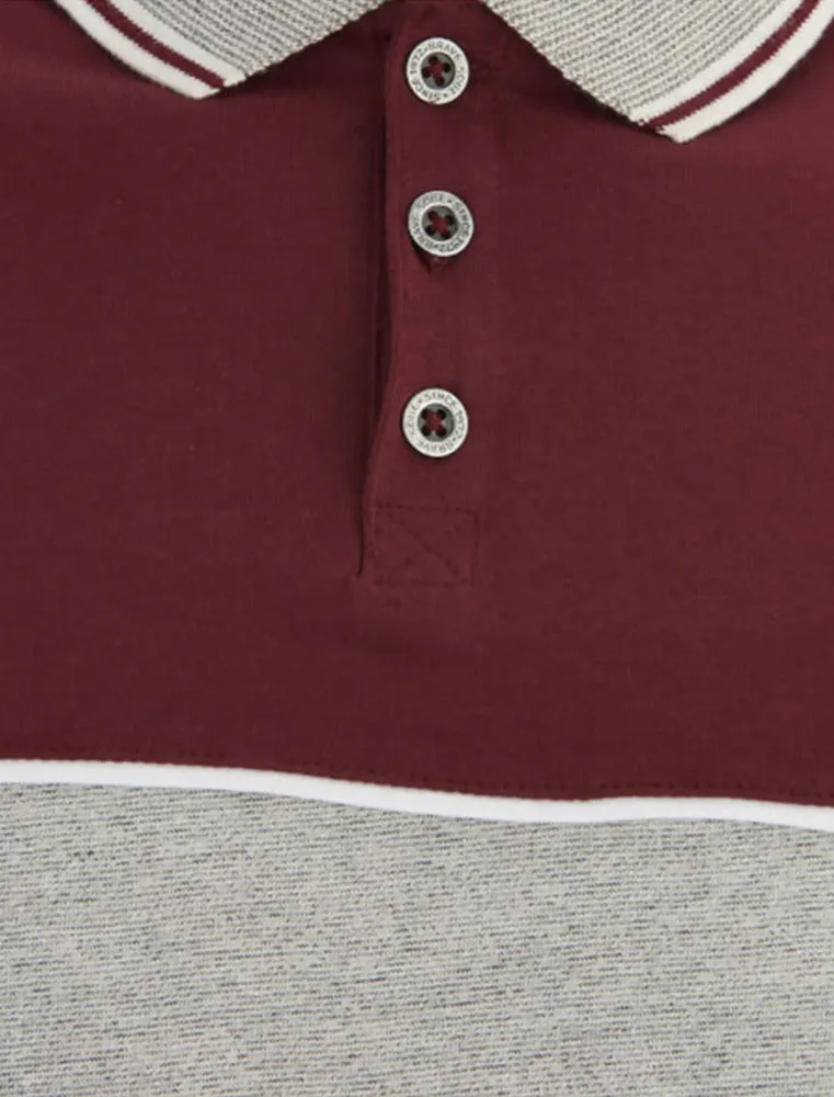 Lorenzo Colour Block Cotton Polo Shirt in Oxblood sold by Tokyo Laundry product image thumbnail 3
