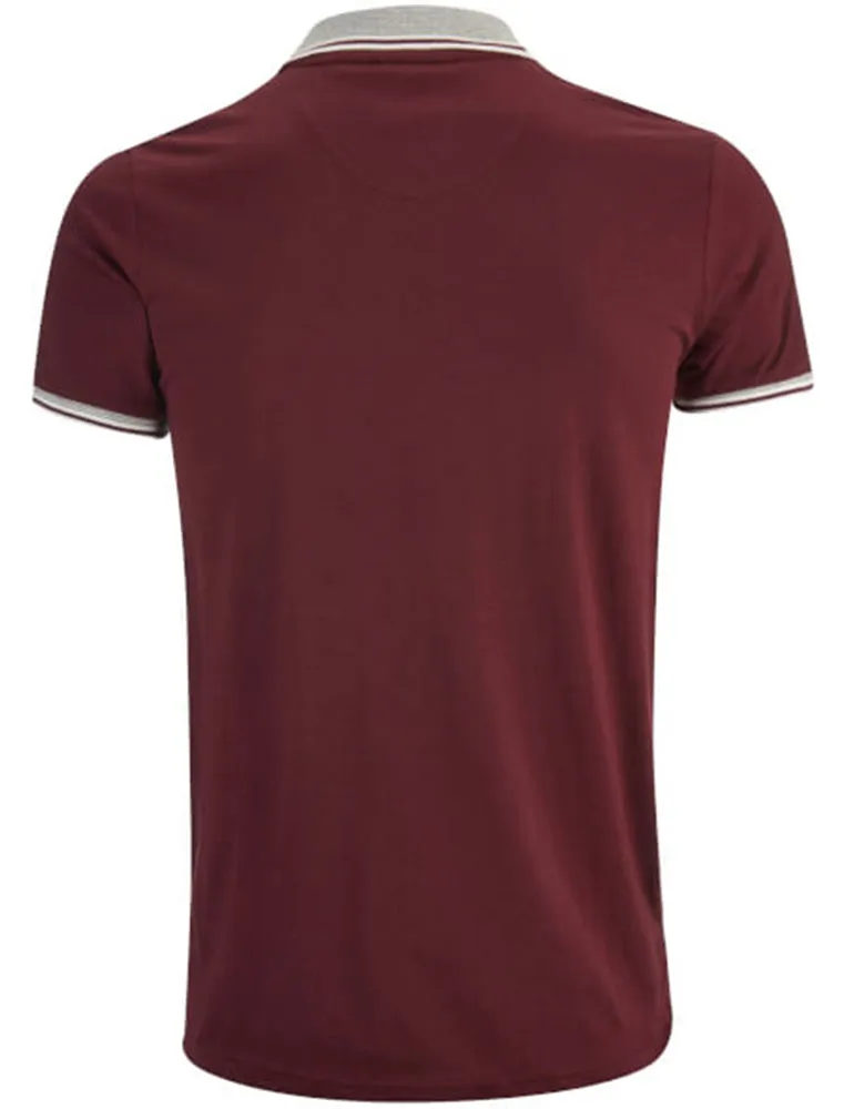 Lorenzo Colour Block Cotton Polo Shirt in Oxblood sold by Tokyo Laundry product image thumbnail 2