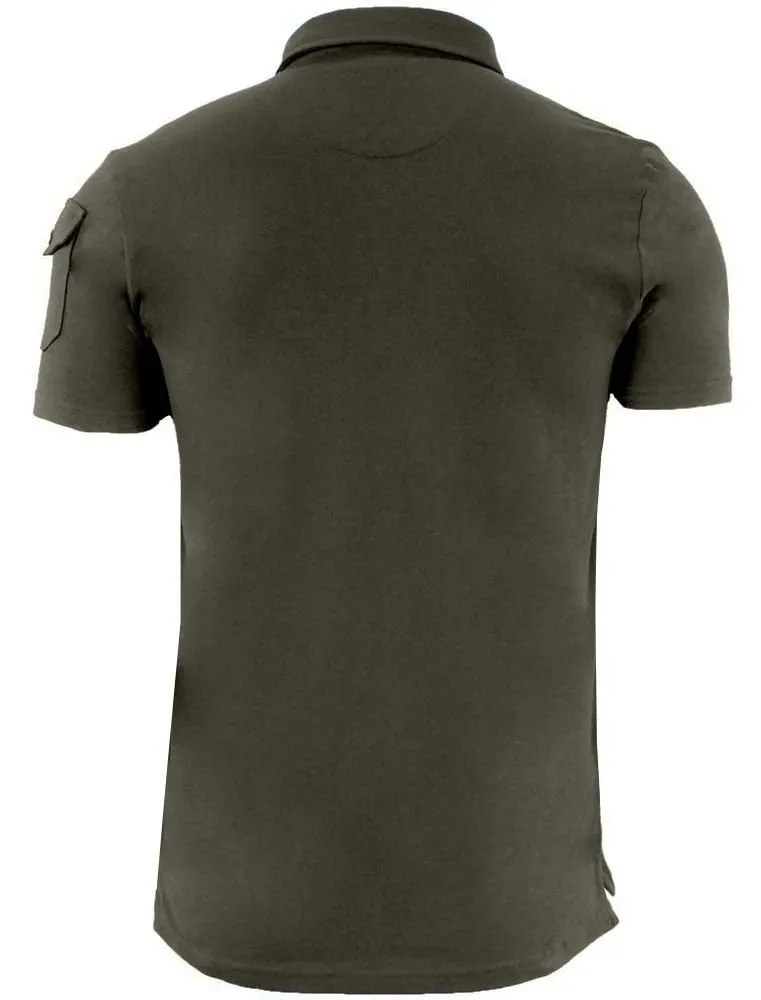 Joe Cotton Pique Polo Shirt with Military Sleeve Pocket in Khaki sold by Tokyo Laundry product image thumbnail 2