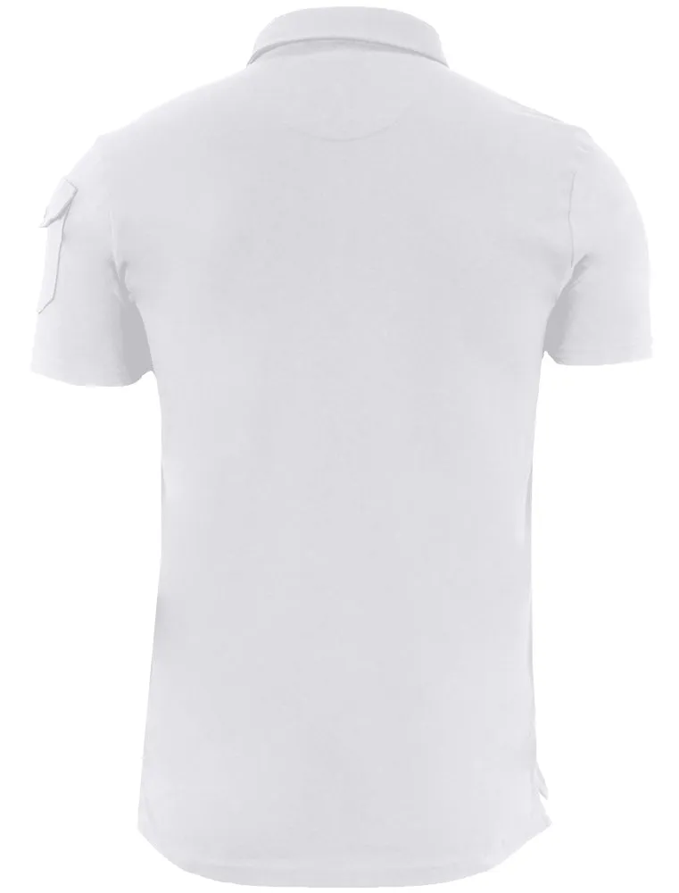 Joe Cotton Pique Polo Shirt with Military Sleeve Pocket in White sold by Tokyo Laundry product image thumbnail 2