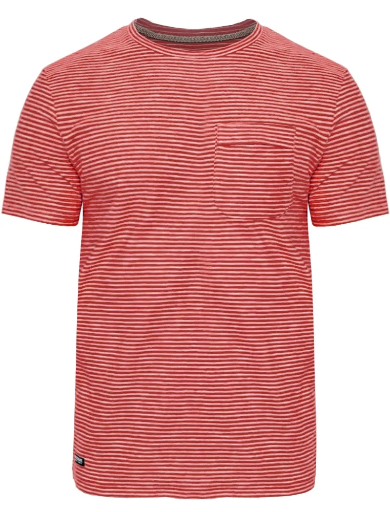 Carmel Valley Stripe Cotton T-Shirt with Pocket in Brick Red sold by Tokyo Laundry