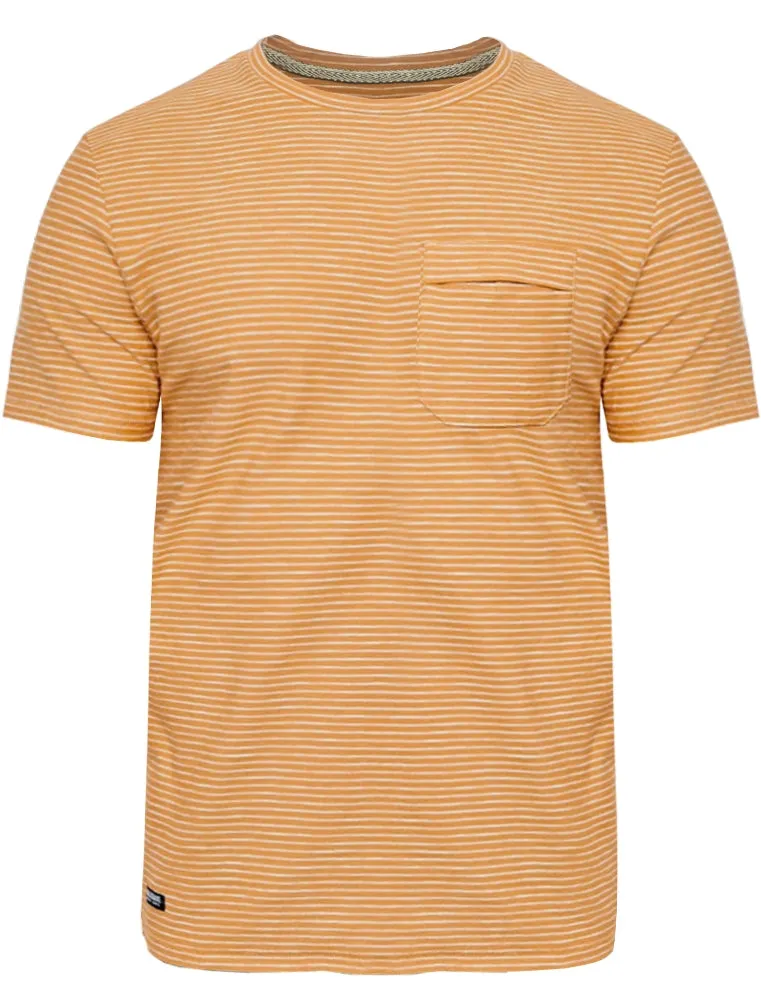Carmel Valley Stripe Cotton T-Shirt with Pocket in Ochre sold by Tokyo Laundry