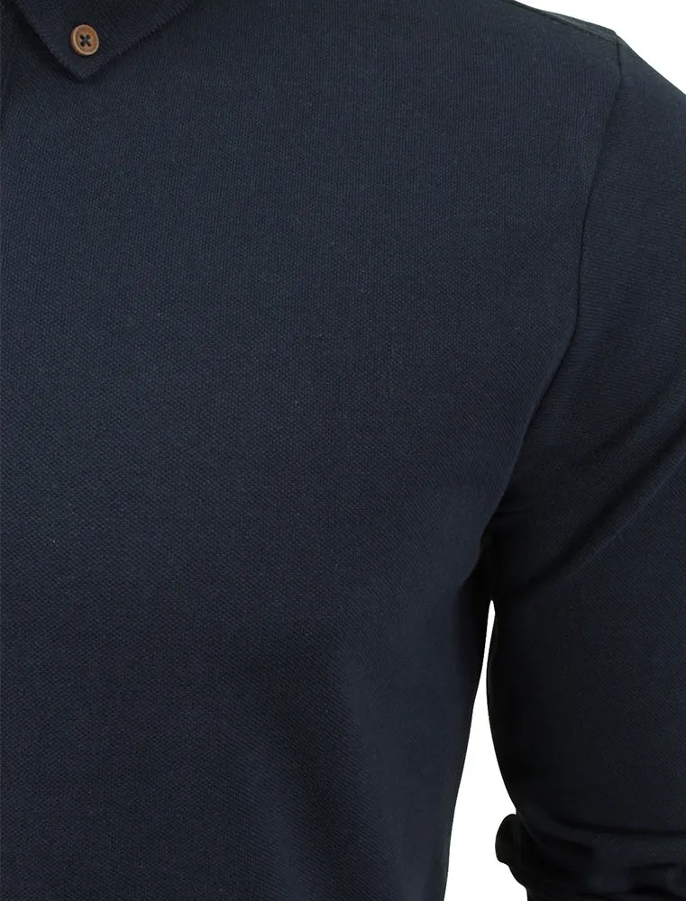 Howell Long Sleeve Polo Shirt in Navy sold by Tokyo Laundry product image thumbnail 3