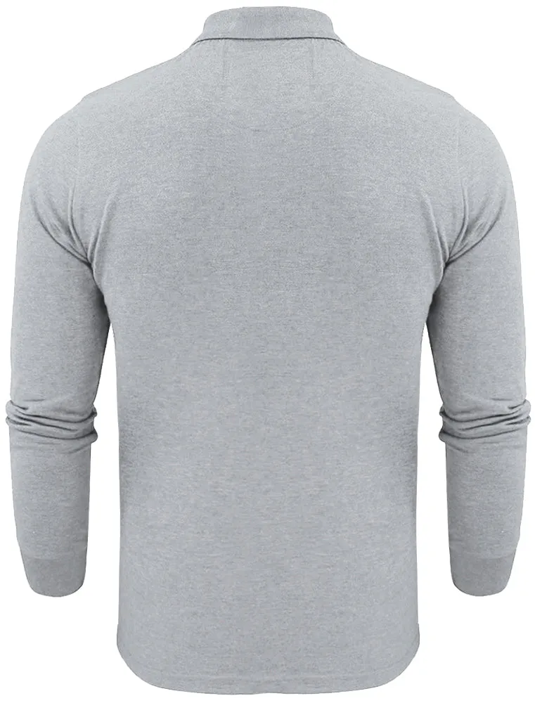 Howell Long Sleeve Polo Shirt in Light Grey Marl sold by Tokyo Laundry product image thumbnail 2