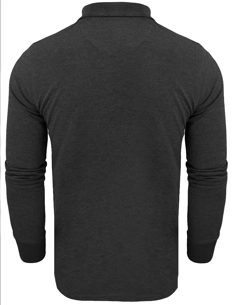 Howell Long Sleeve Polo Shirt in Charcoal Marl sold by Tokyo Laundry product image thumbnail 2