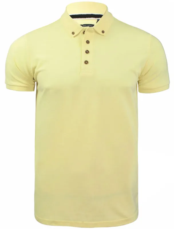Link Pique Cotton Polo Shirt in Yellow made by Brave Soul