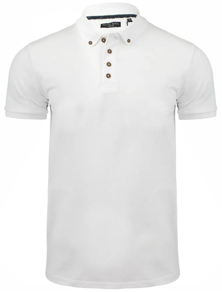 Link Pique Cotton Polo Shirt in White sold by Tokyo Laundry