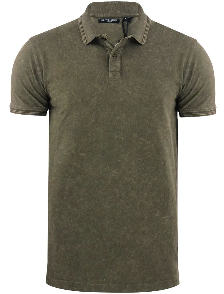 ArnieB Washed Pique Polo Shirt in Khaki sold by Tokyo Laundry