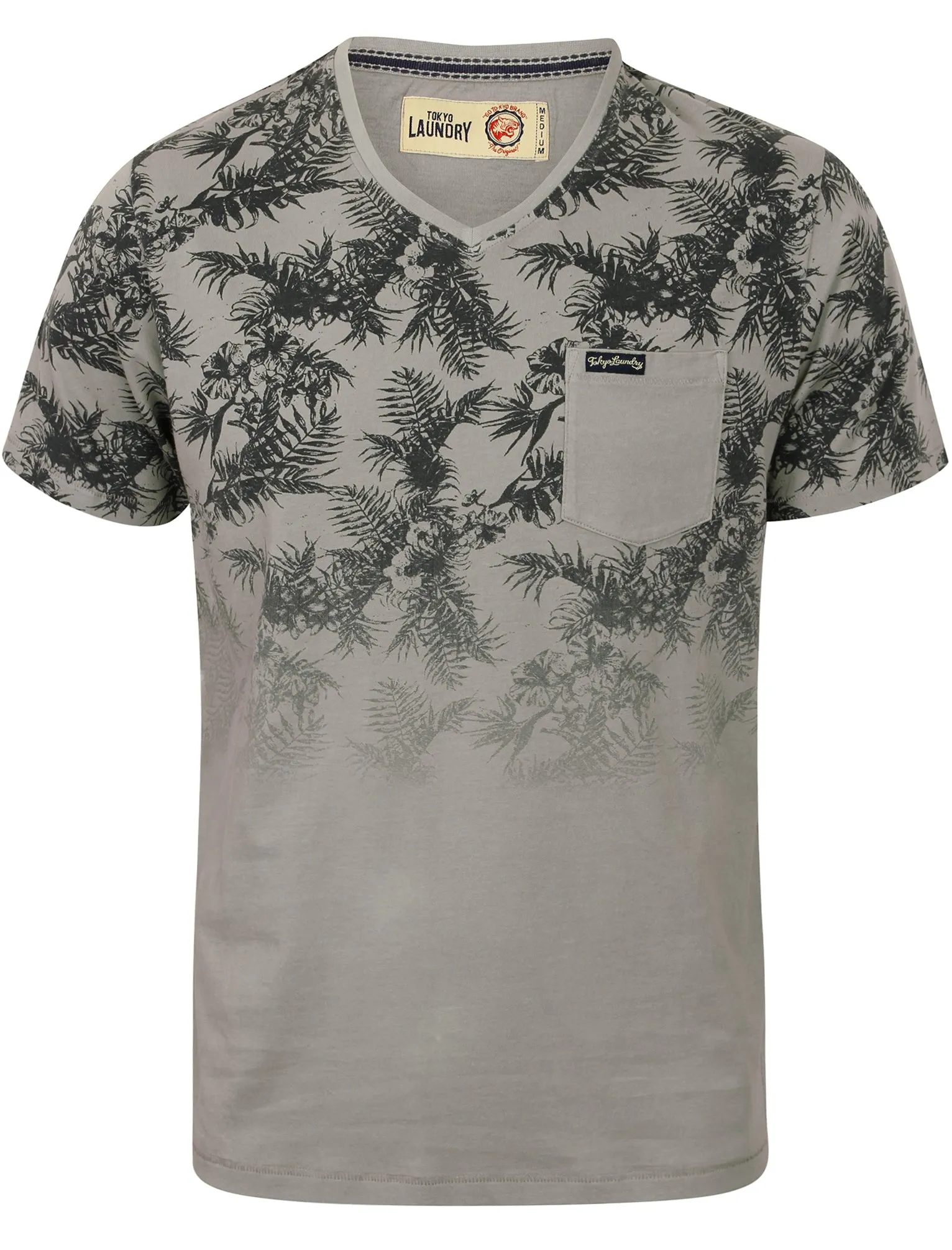 Will Tropical Print V Neck T-Shirt in Griffin Grey - Tokyo Laundry sold by Tokyo Laundry product image thumbnail 4