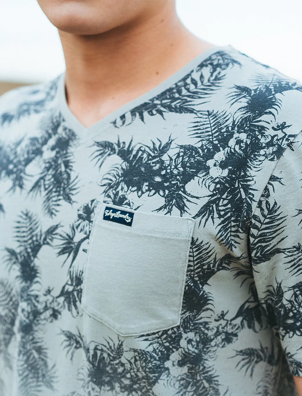 Will Tropical Print V Neck T-Shirt in Griffin Grey - Tokyo Laundry sold by Tokyo Laundry product image thumbnail 3