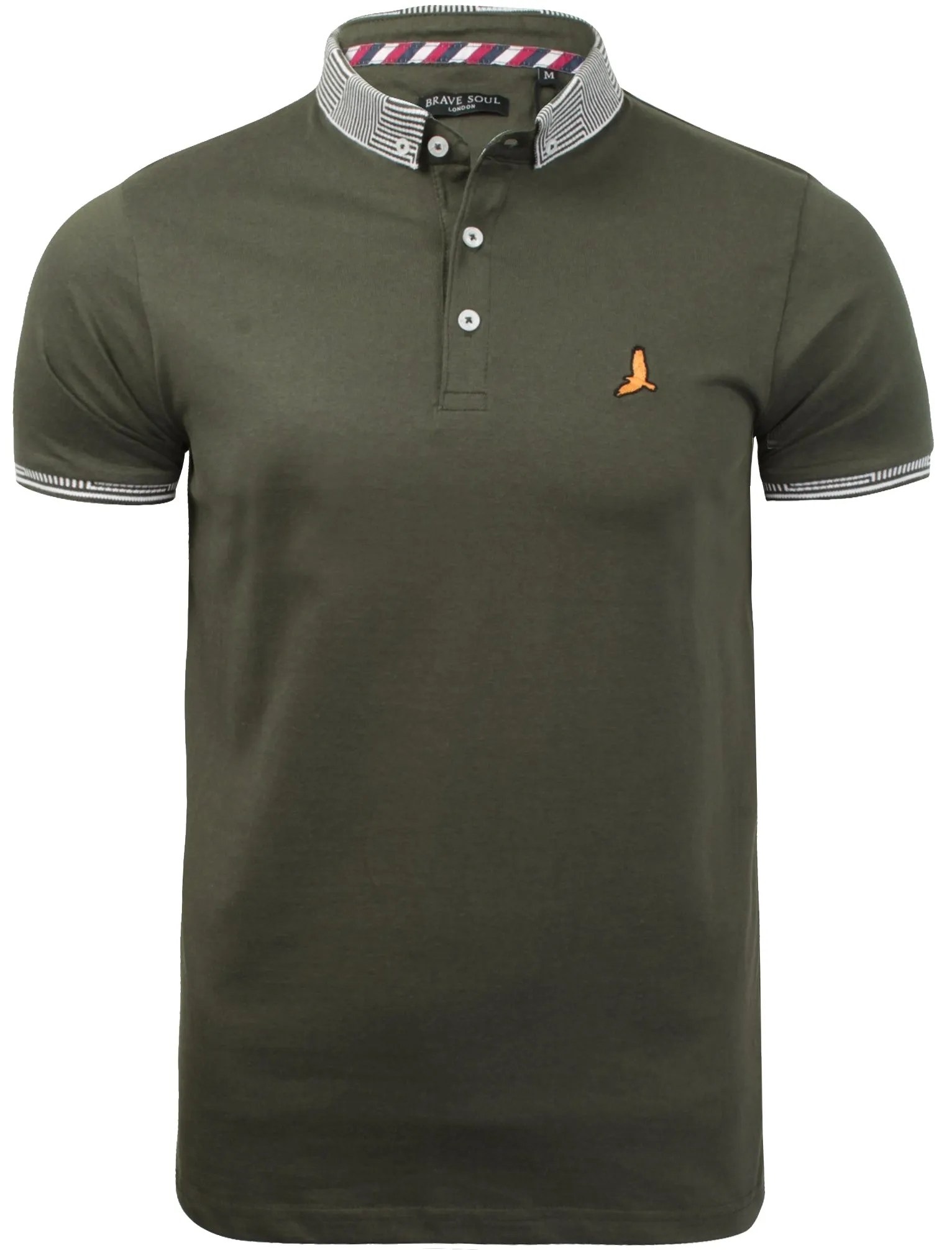 Glover Jacquard Collar Polo Shirt in Khaki sold by Tokyo Laundry