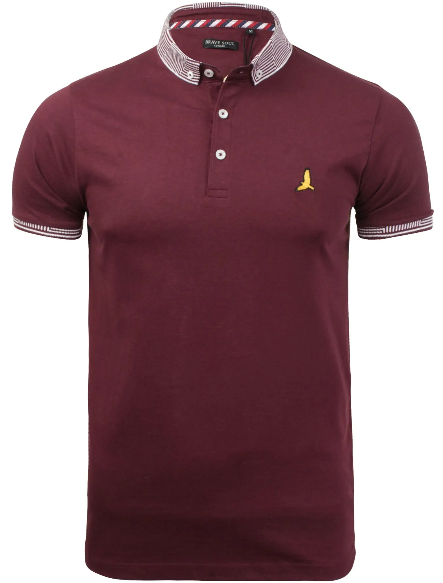 Glover Jacquard Collar Polo Shirt in Burgundy sold by Tokyo Laundry