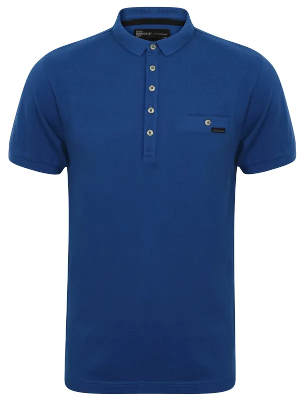 Dunraven Cotton Pique Polo Shirt in Monaco Blue - Dissident sold by Tokyo Laundry