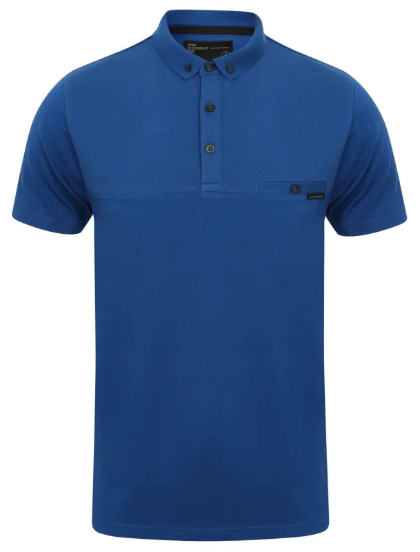 Dunloe Ottoman Stripe Polo Shirt in Monaco Blue -  Dissident sold by Tokyo Laundry