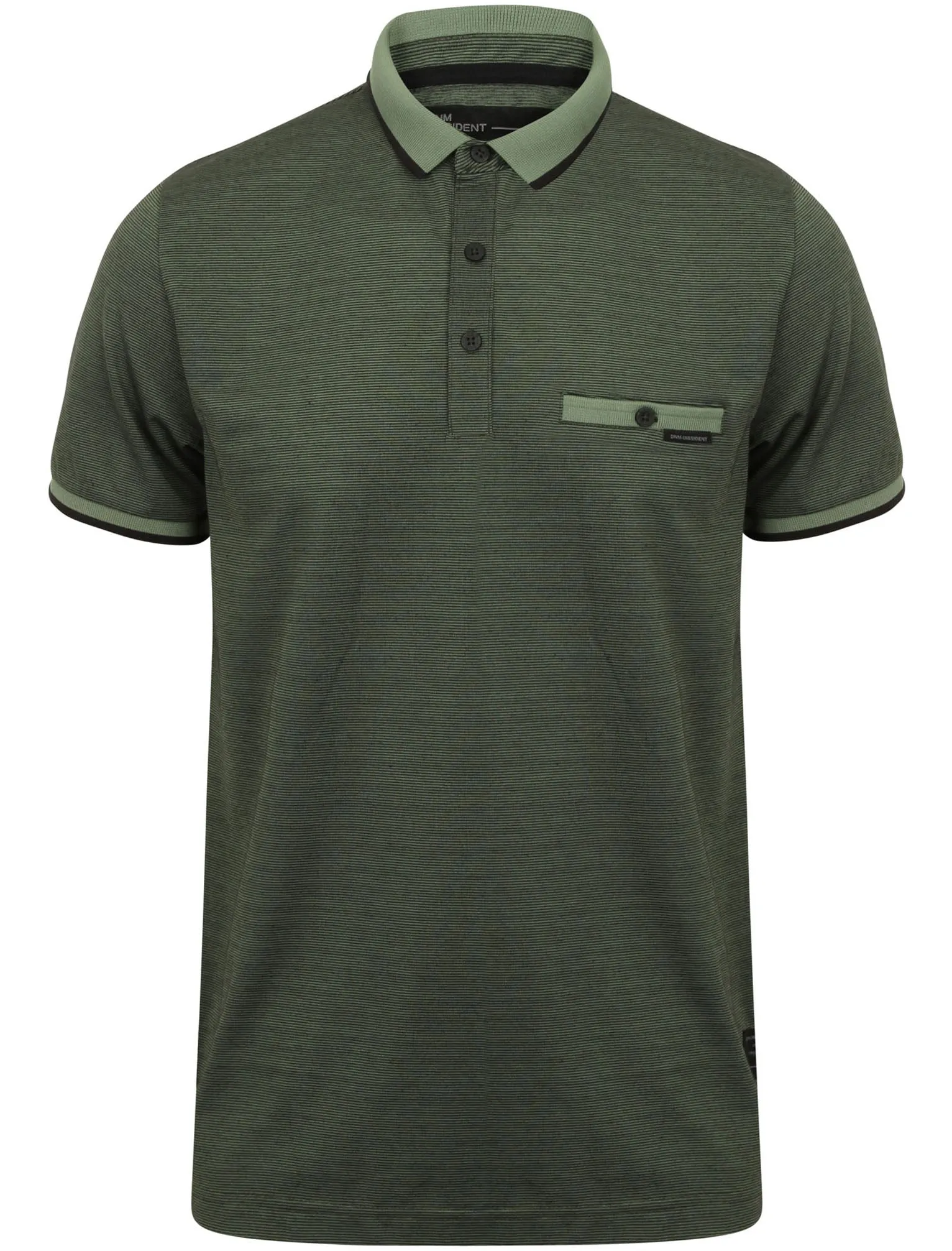 Dunelm Striped Jersey Polo Shirt in Thyme - Dissident sold by Tokyo Laundry