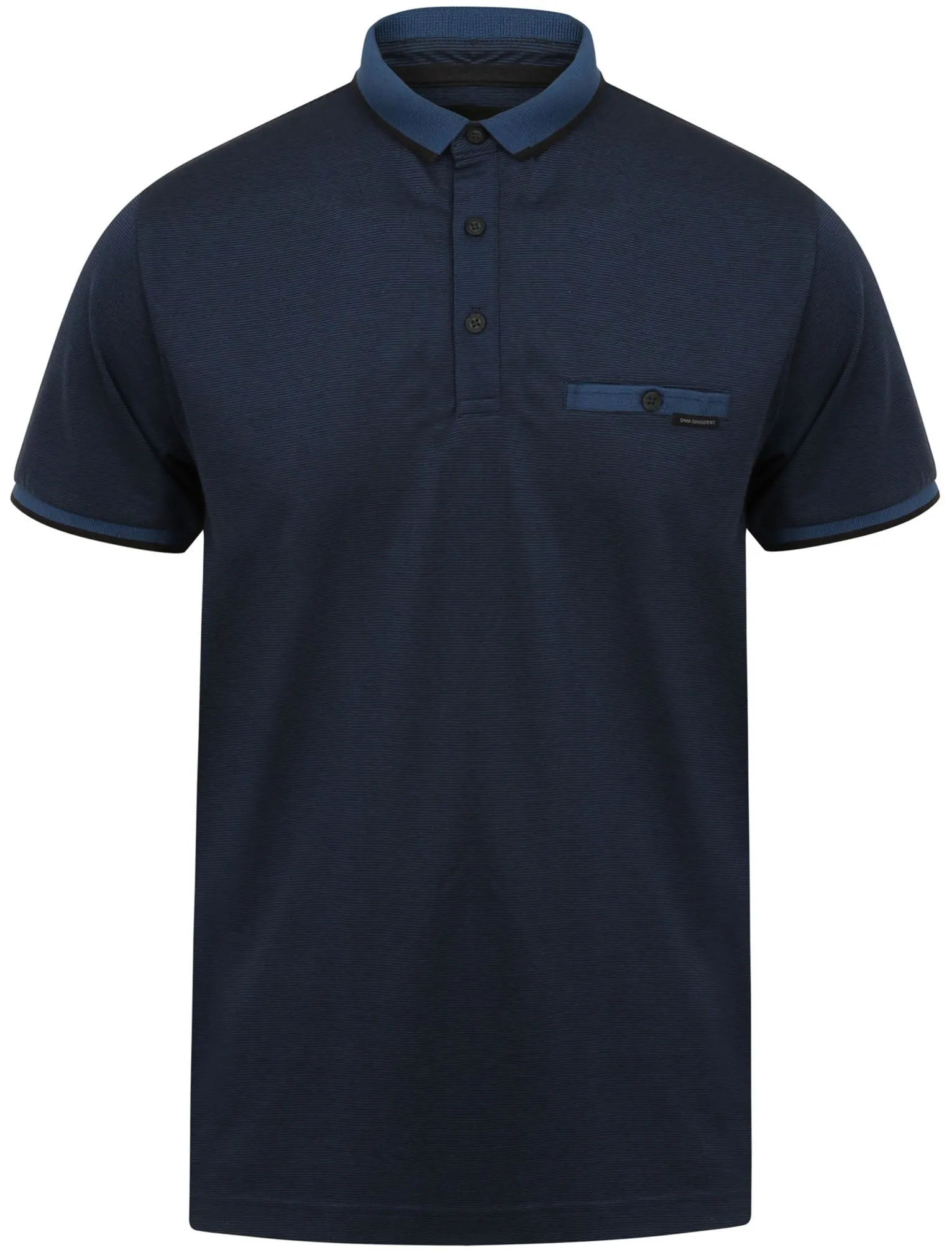 Dunelm Striped Jersey Polo Shirt in Reflex Blue - Dissident sold by Tokyo Laundry