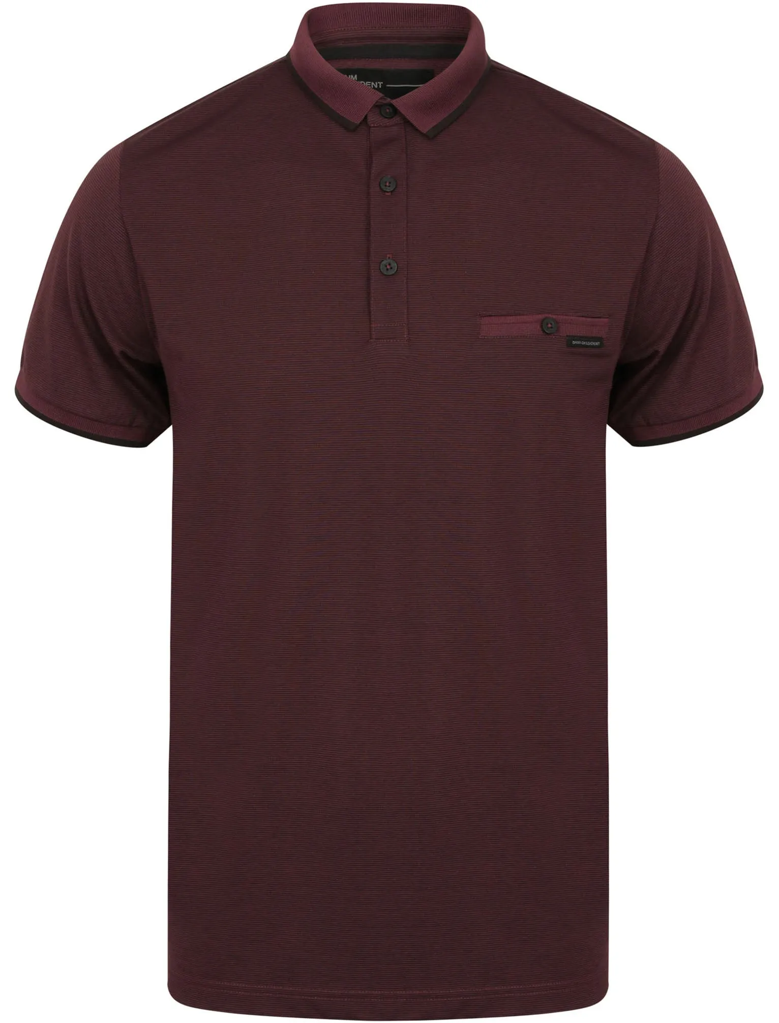 Dunelm Striped Jersey Polo Shirt in Deep Aubergine - Dissident sold by Tokyo Laundry