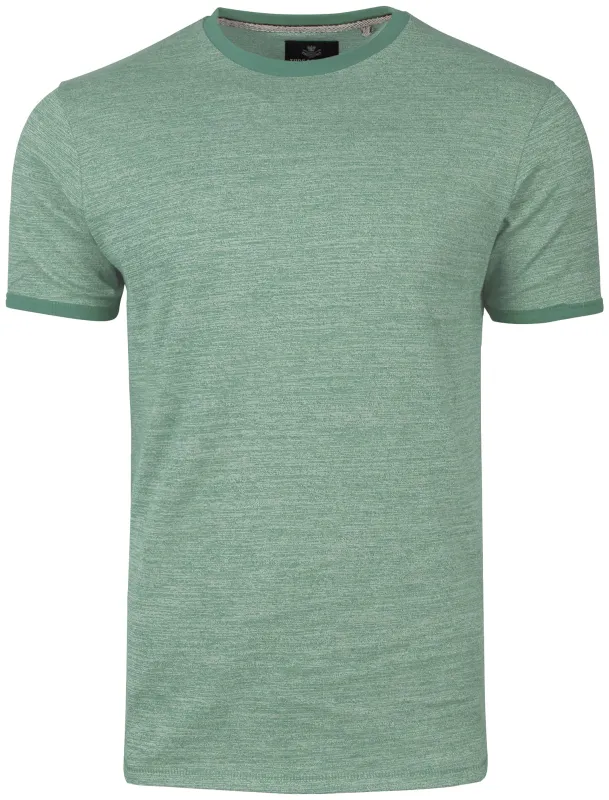 Logan Crew Neck T-Shirt with Contrast Neck in Sea Green made by Threadbare