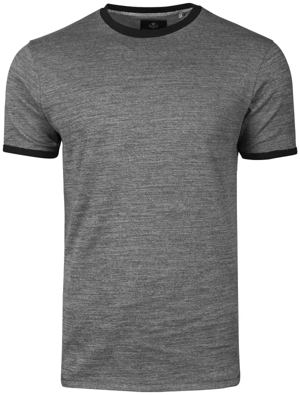 Logan Crew Neck T-Shirt with Contrast Neck in Grey made by Threadbare