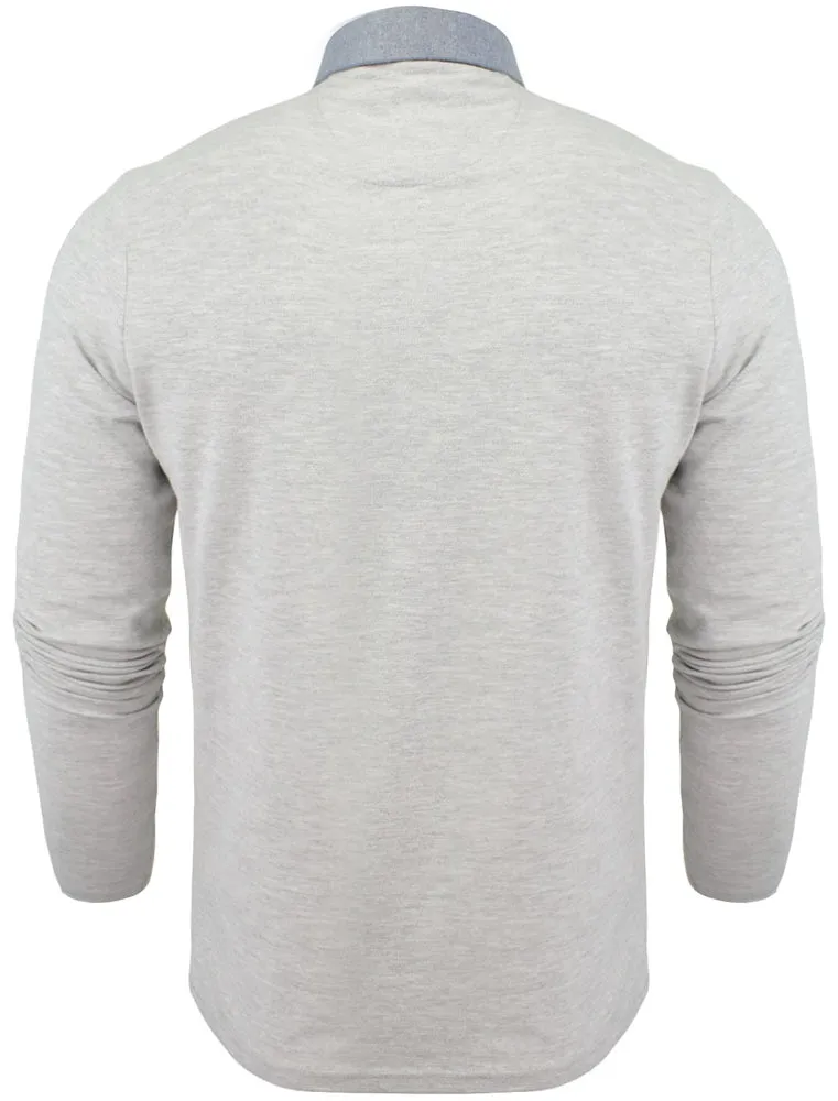 HeraH Chambray Collar Long Sleeve Polo Shirt in Ice Grey Marl sold by Tokyo Laundry product image thumbnail 2