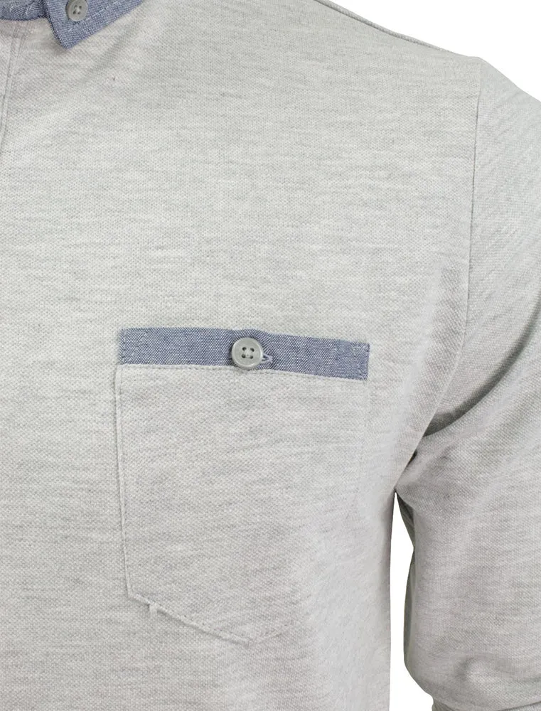 HeraH Chambray Collar Long Sleeve Polo Shirt in Ice Grey Marl sold by Tokyo Laundry product image thumbnail 3