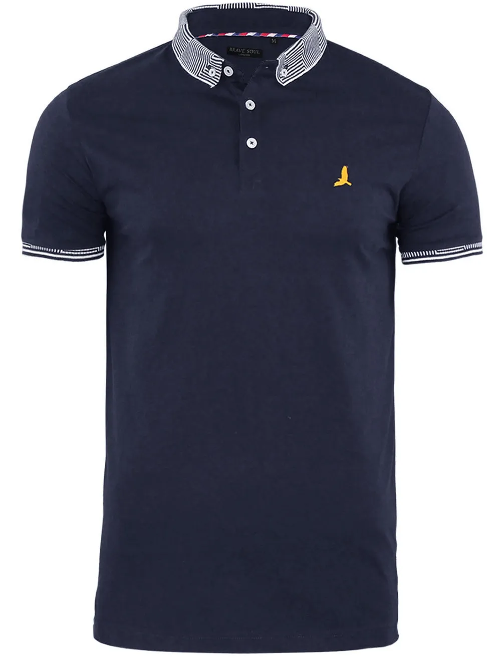 Glover Jacquard Collar Polo Shirt in Navy sold by Tokyo Laundry