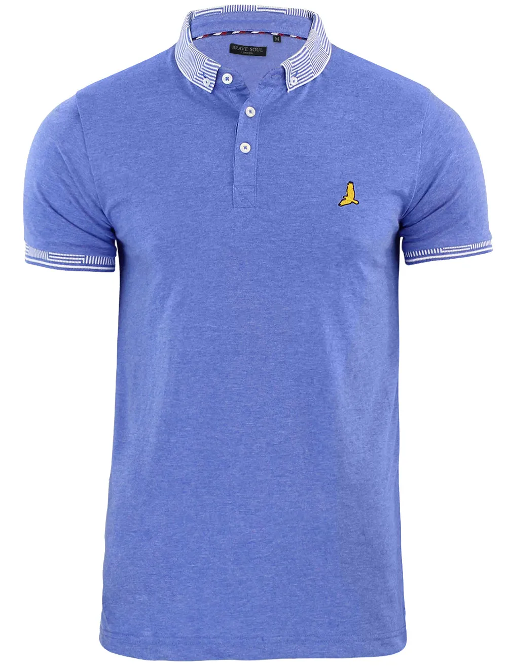 Glover Jacquard Collar Polo Shirt in Cornflower Blue sold by Tokyo Laundry