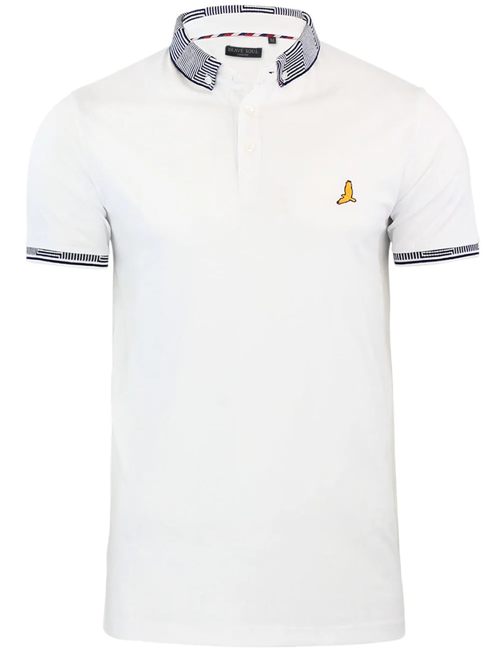 Glover Jacquard Collar Polo Shirt in White sold by Tokyo Laundry