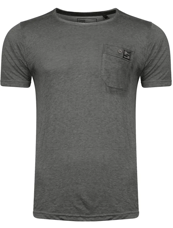 Burnwest Crew Neck Burnout T-Shirt with Pocket in Raven Grey - Dissident made by Tokyo Laundry