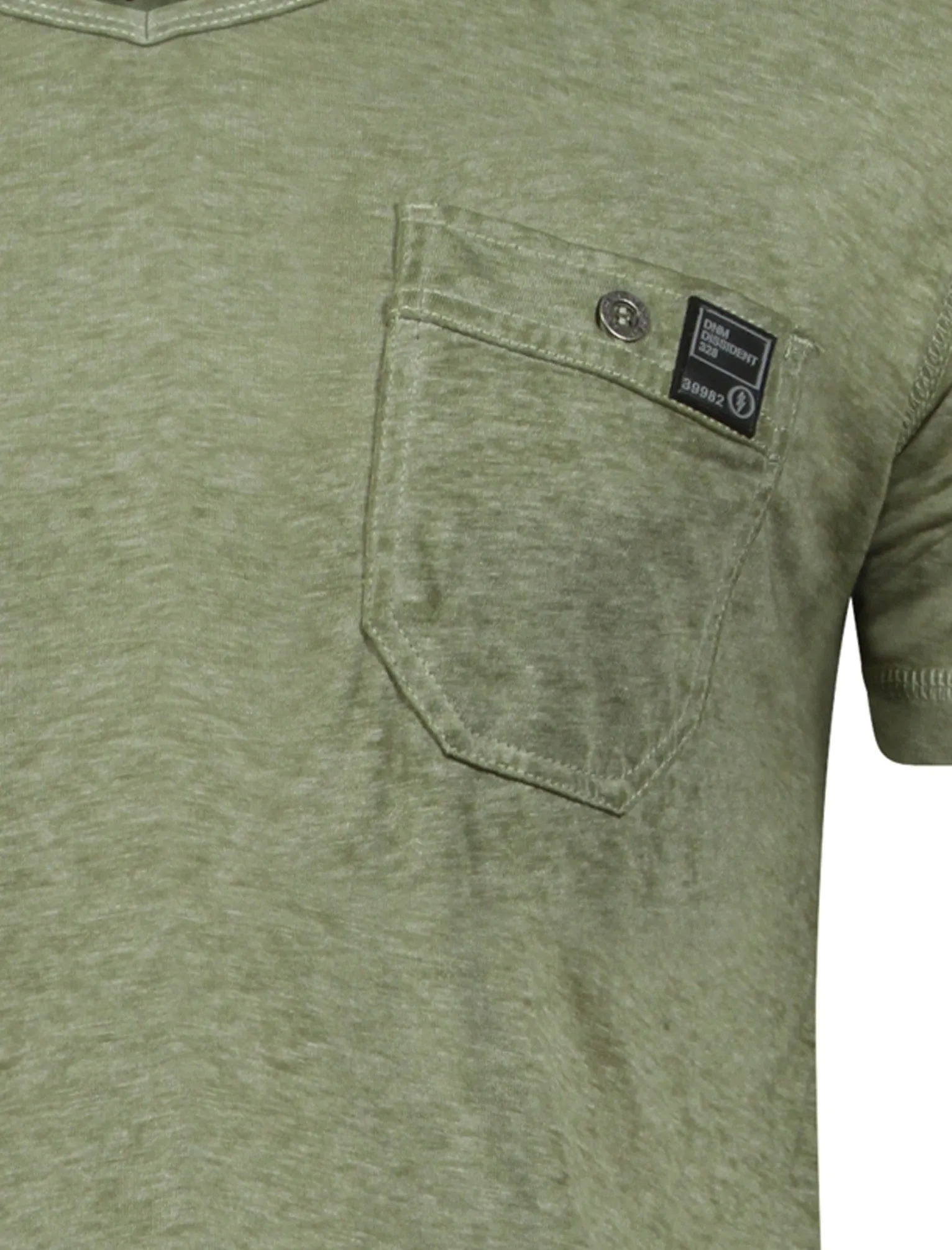 Burnsouth V Neck Burnout T-Shirt with Pocket in Olivine Khaki - Dissident sold by Tokyo Laundry product image thumbnail 3