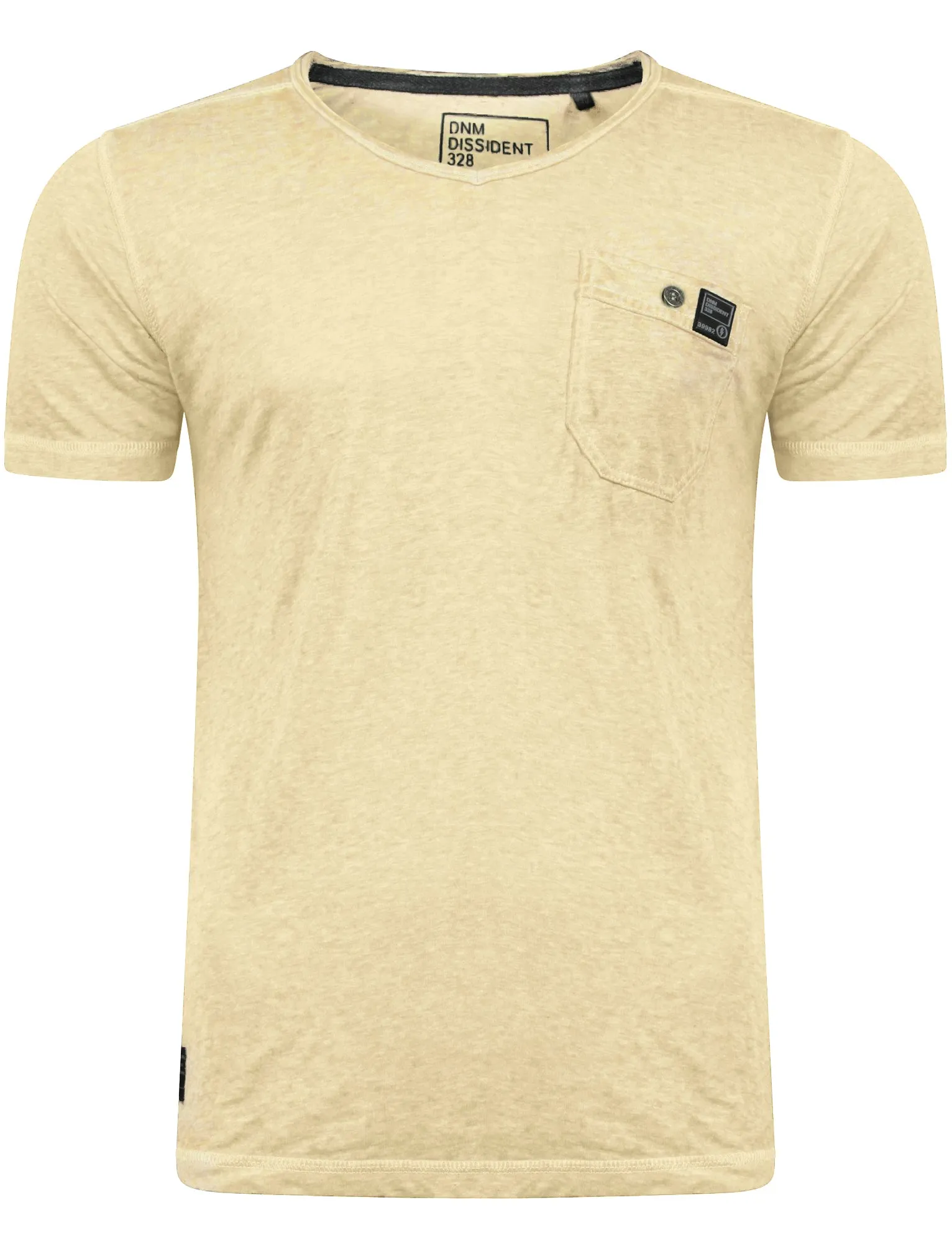 Burnsouth V Neck Burnout T-Shirt with Pocket in Oyster Beige - Dissident sold by Tokyo Laundry