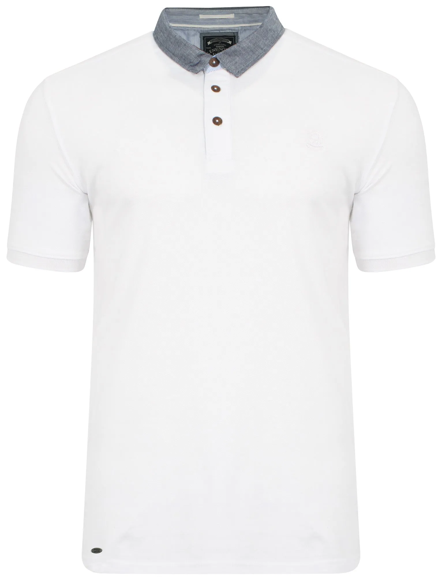 Dunstable Chambray Collar Polo Shirt in Optic White - Kensington Eastside sold by Tokyo Laundry