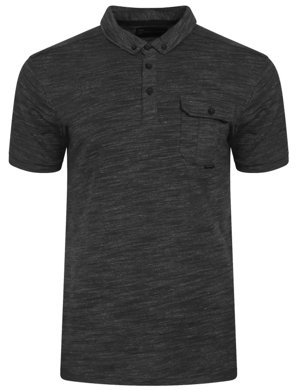 Dulwich Space Dye Polo Shirt in Black - Dissident sold by Tokyo Laundry