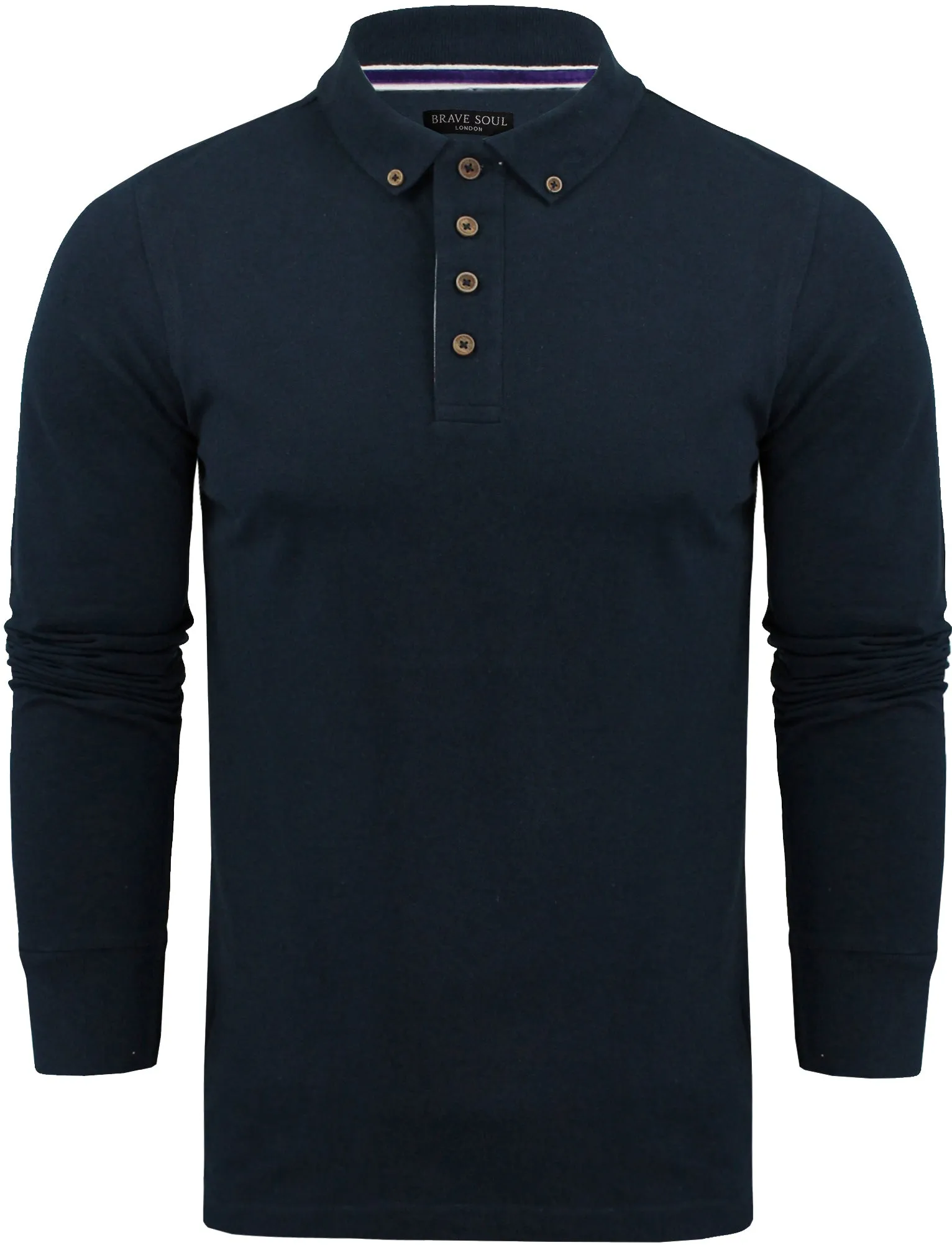 Howell Long Sleeve Polo Shirt in Vintage Indigo sold by Tokyo Laundry