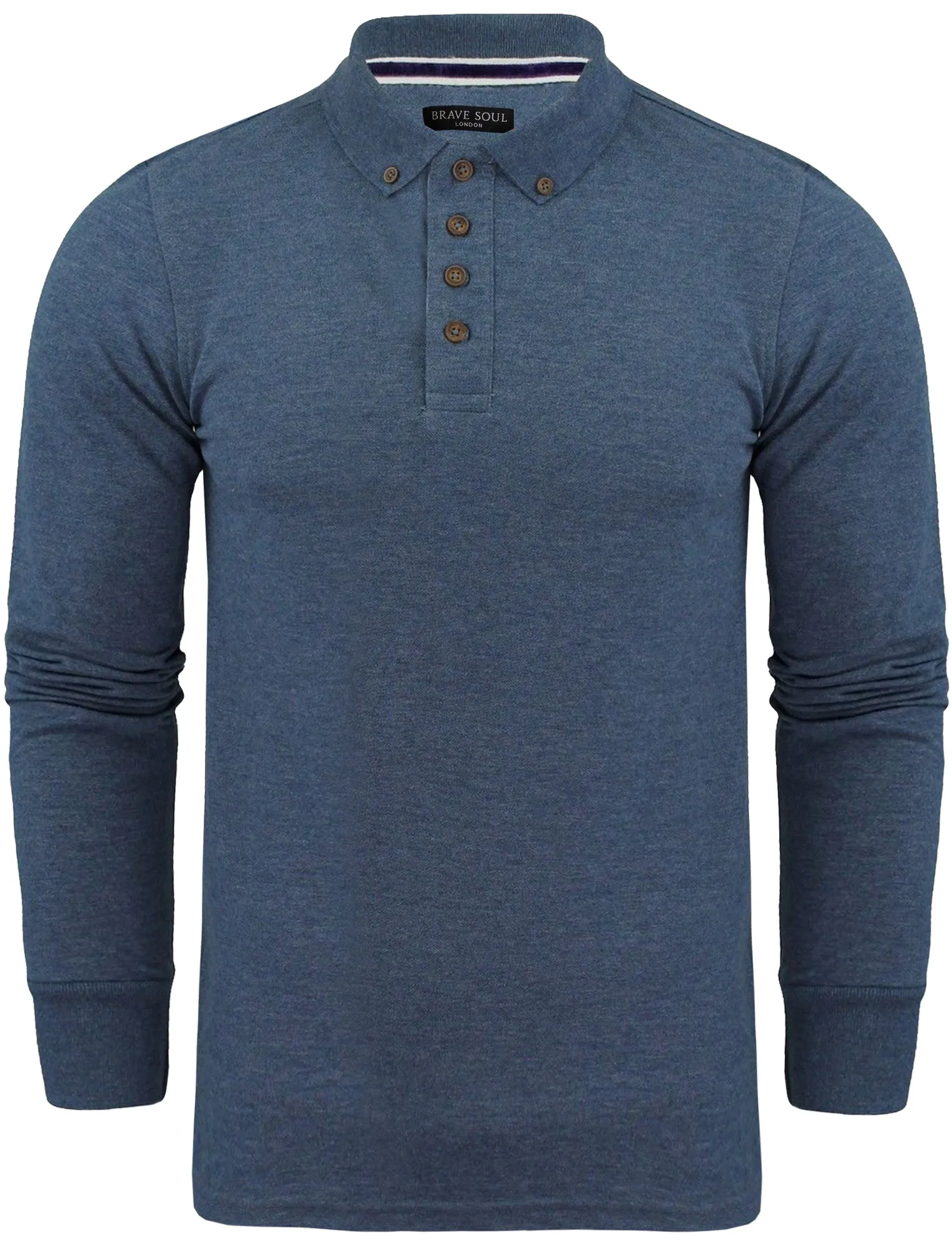 Howell Long Sleeve Polo Shirt in Ocean Blue sold by Tokyo Laundry