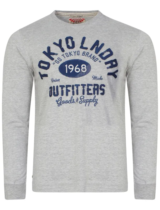 Long Sleeved Printed Top in Light Grey Marl - Tokyo Laundry made by Tokyo Laundry
