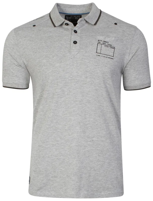 Cotton Polo Shirt in Light Grey Marl - Dissident sold by Tokyo Laundry