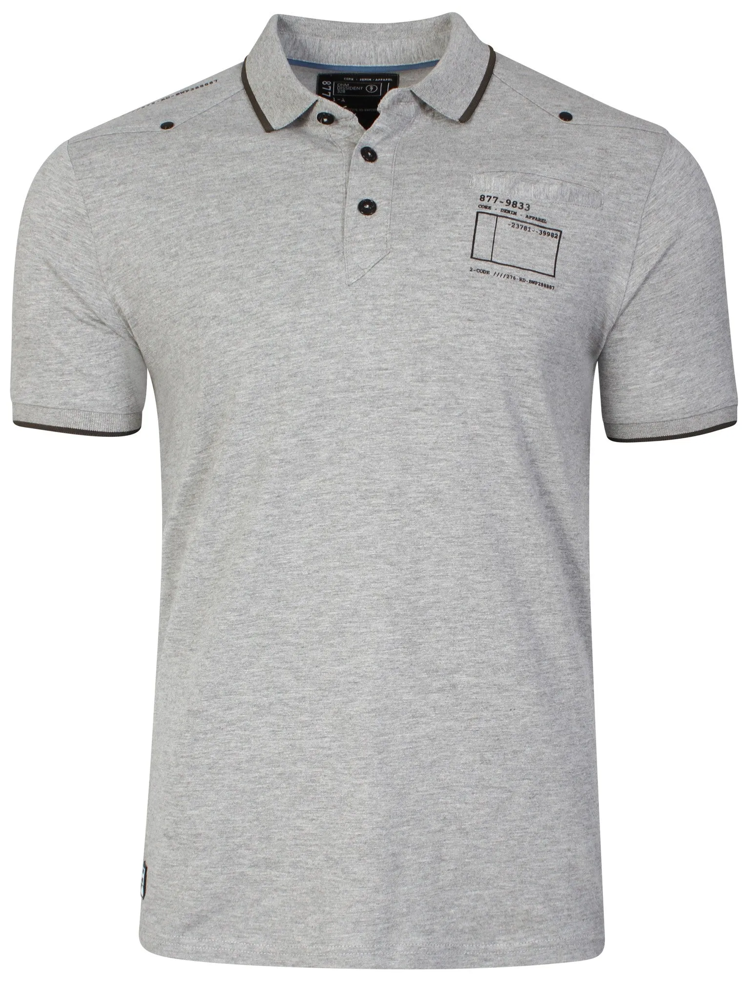 Cotton Polo Shirt in Light Grey Marl - Dissident sold by Tokyo Laundry