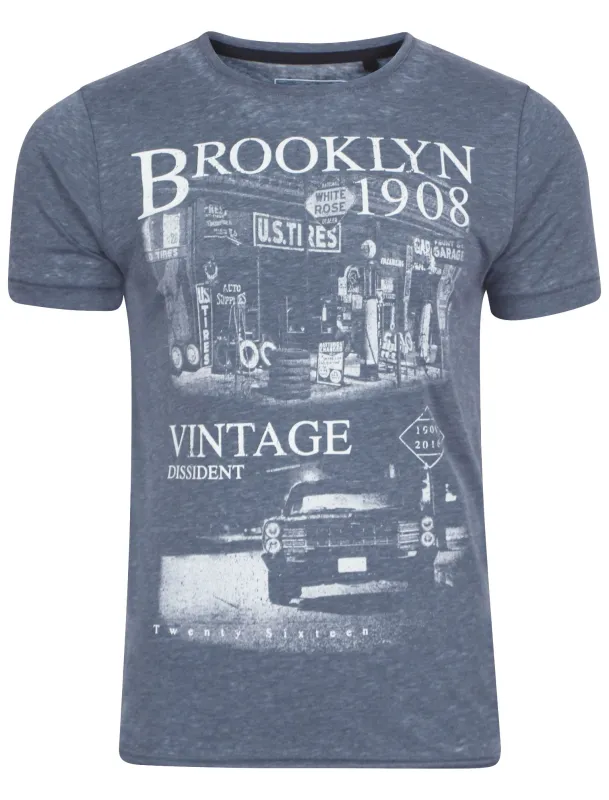 Grunge Brooklyn  T-Shirt in Blue - Dissident made by Tokyo Laundry