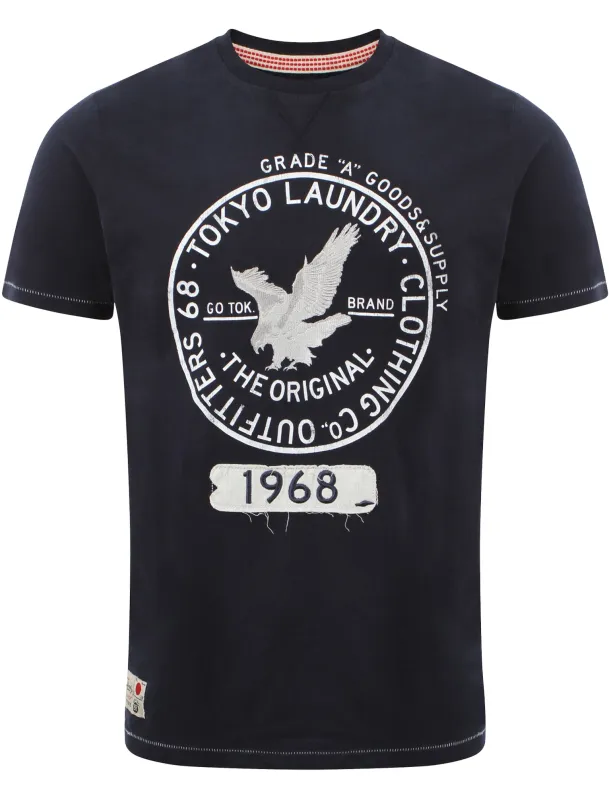 Tokyo Laundry Goods & Supply Crew Neck T-Shirt in Dark Navy made by Tokyo Laundry