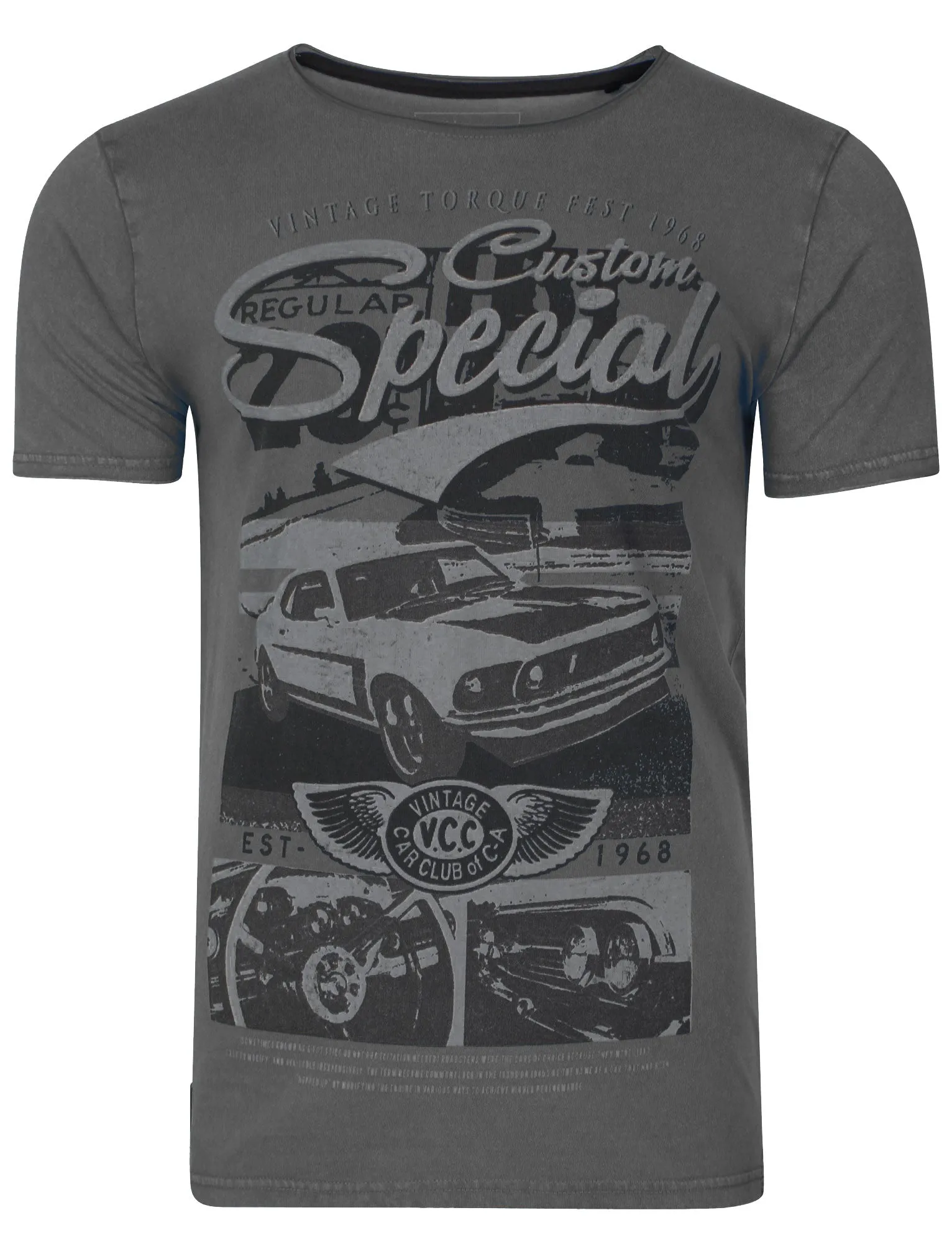 Customcar Motif T-Shirt in Raven Grey - Dissident sold by Tokyo Laundry