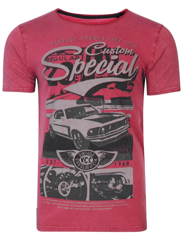 Customcar Motif T-Shirt in Bonded Pink - Dissident made by Tokyo Laundry