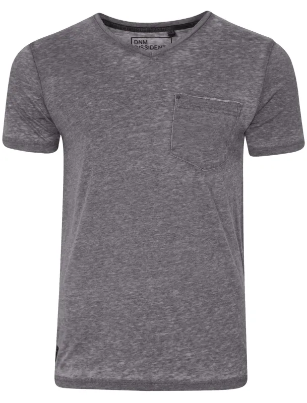 Burn2 Burnout V Neck T-Shirt in Industrial Grey - Dissident made by Tokyo Laundry